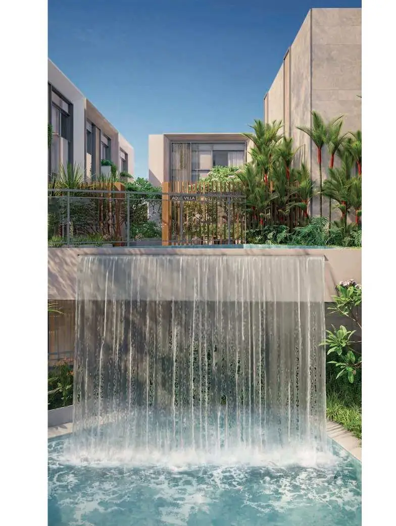 Cascata da piscina do Aqua Village Residence Club