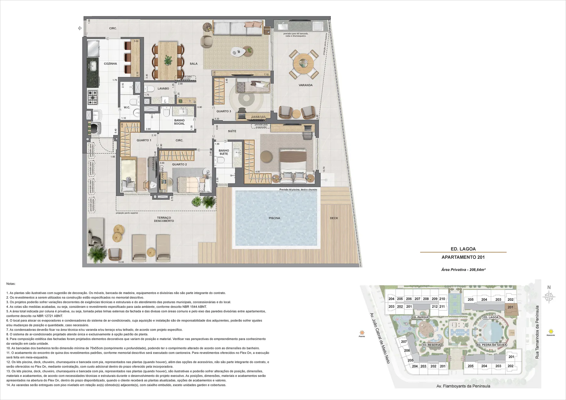 Planta do Endless Península by EDSA: Ed. Lagoa apartamento 201