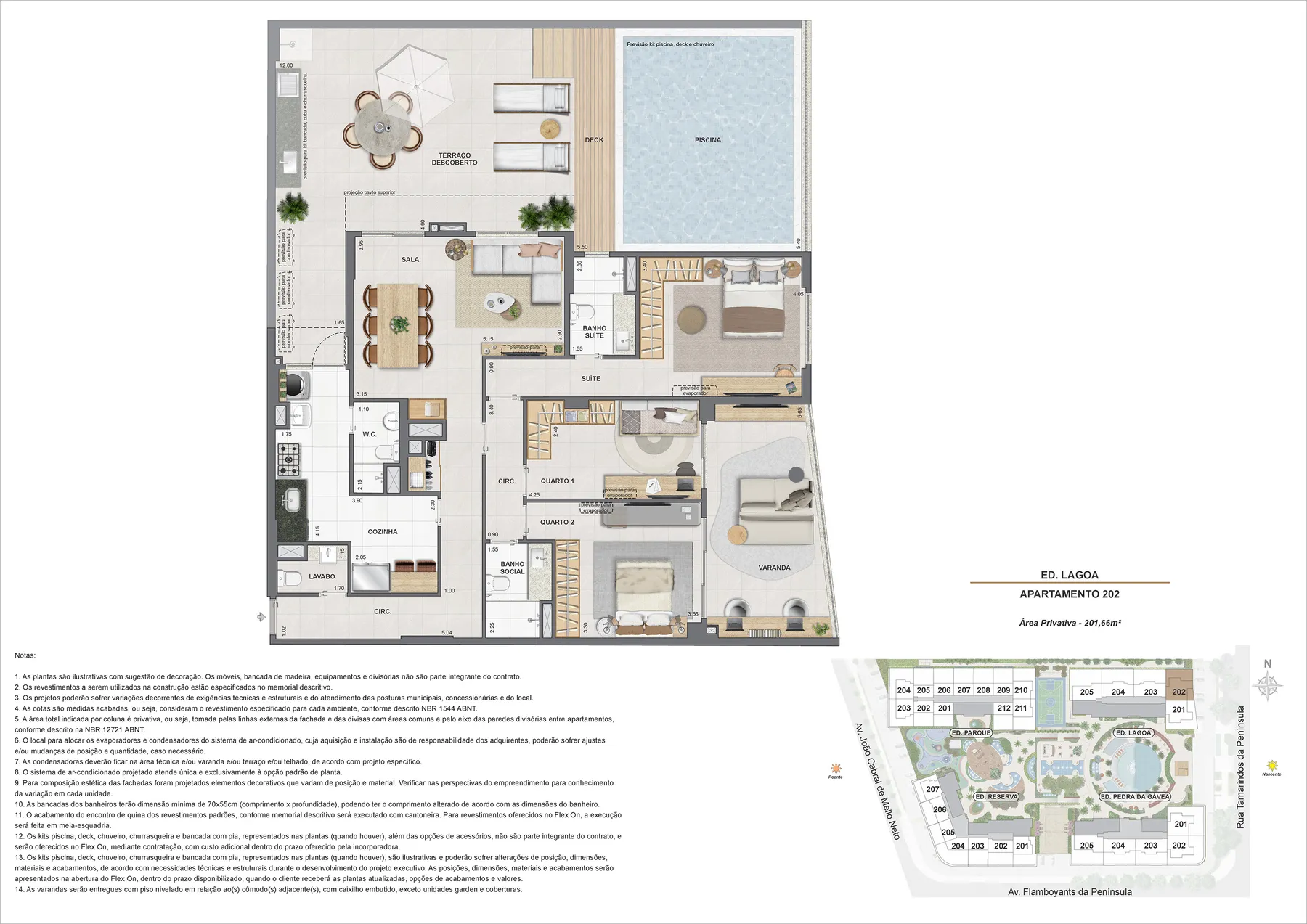 Planta do Endless Península by EDSA: Ed. Lagoa apartamento 202