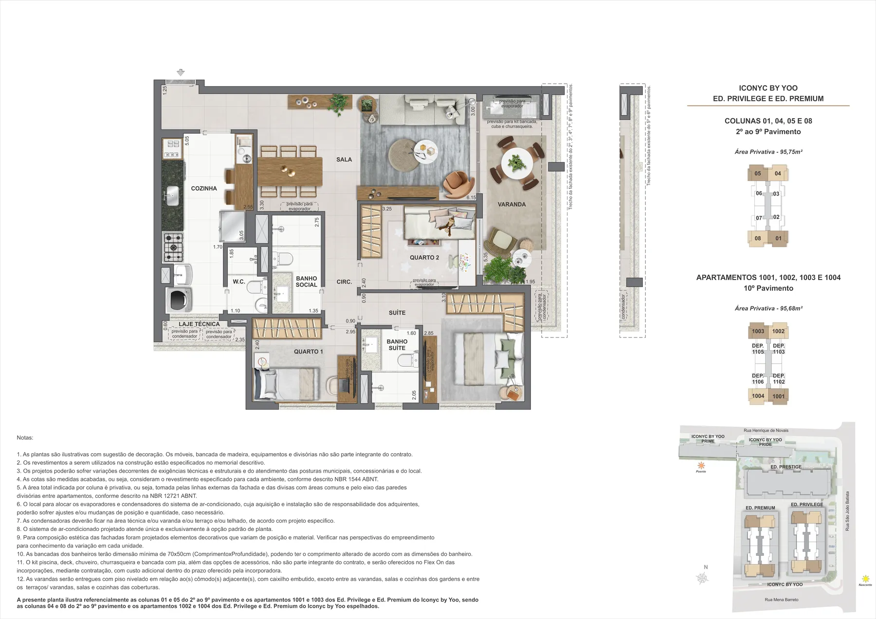 Planta do Iconyc by YOO: Lote 1 bloco 1 e 3 apartamento 01