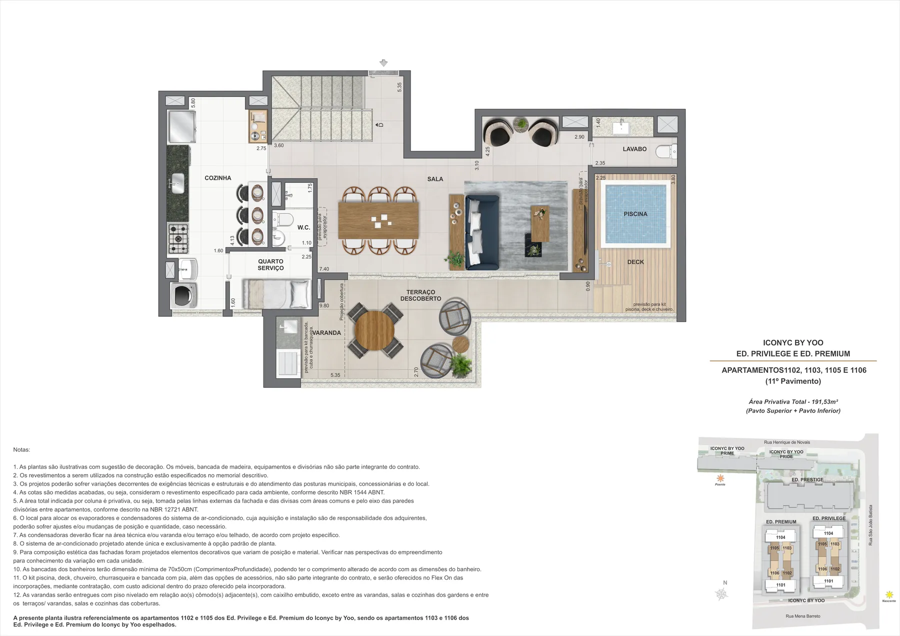 Planta do Iconyc by YOO: Lote 1 bloco 1 e 3 cobertura 02b