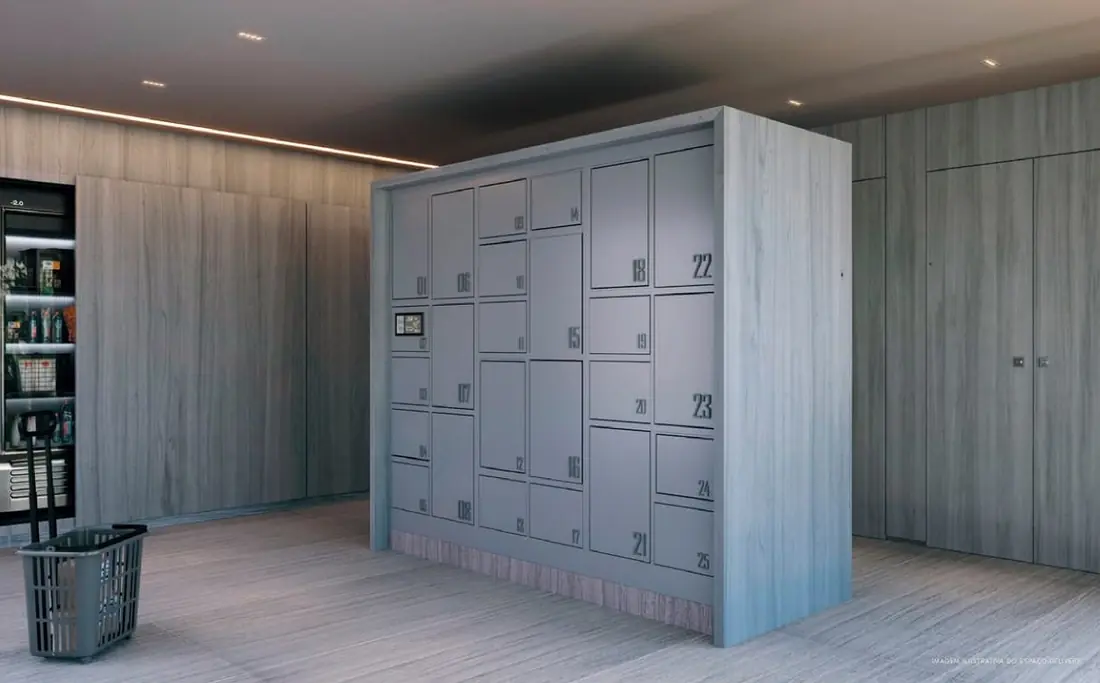 Espaço delivery com lockers do IPA Studios Design