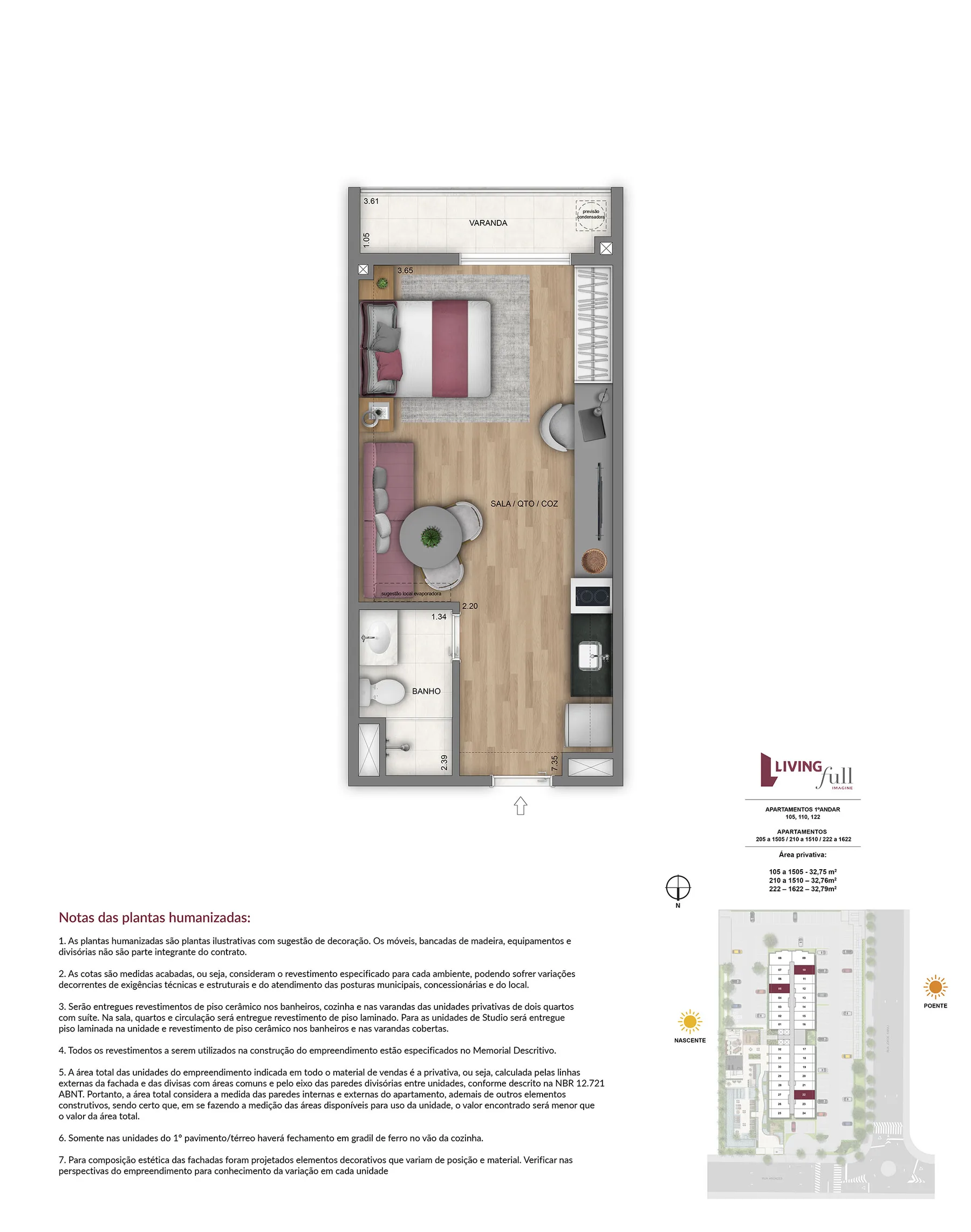Planta do Living Full Imagine: Studio 32 m²