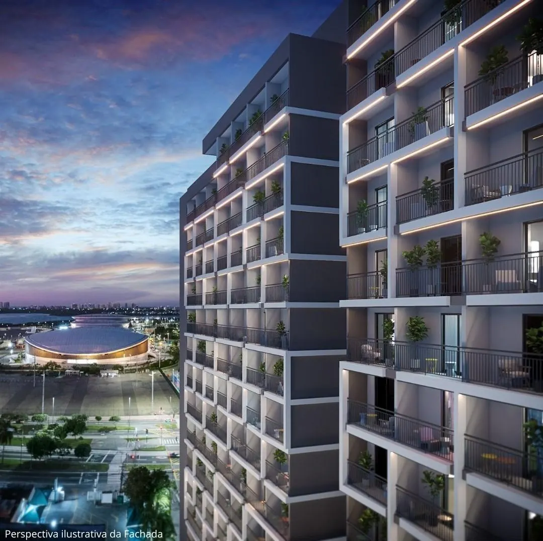 Fachada da torre do Living Full Imagine ao entardecer