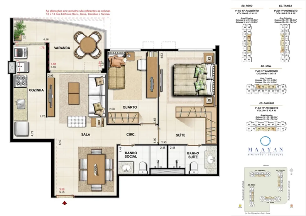 Planta Maayan Cidade Jardim, 3 quartos