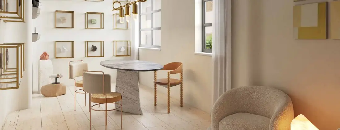 Sala com sugestão de escritório do Máris Mozak