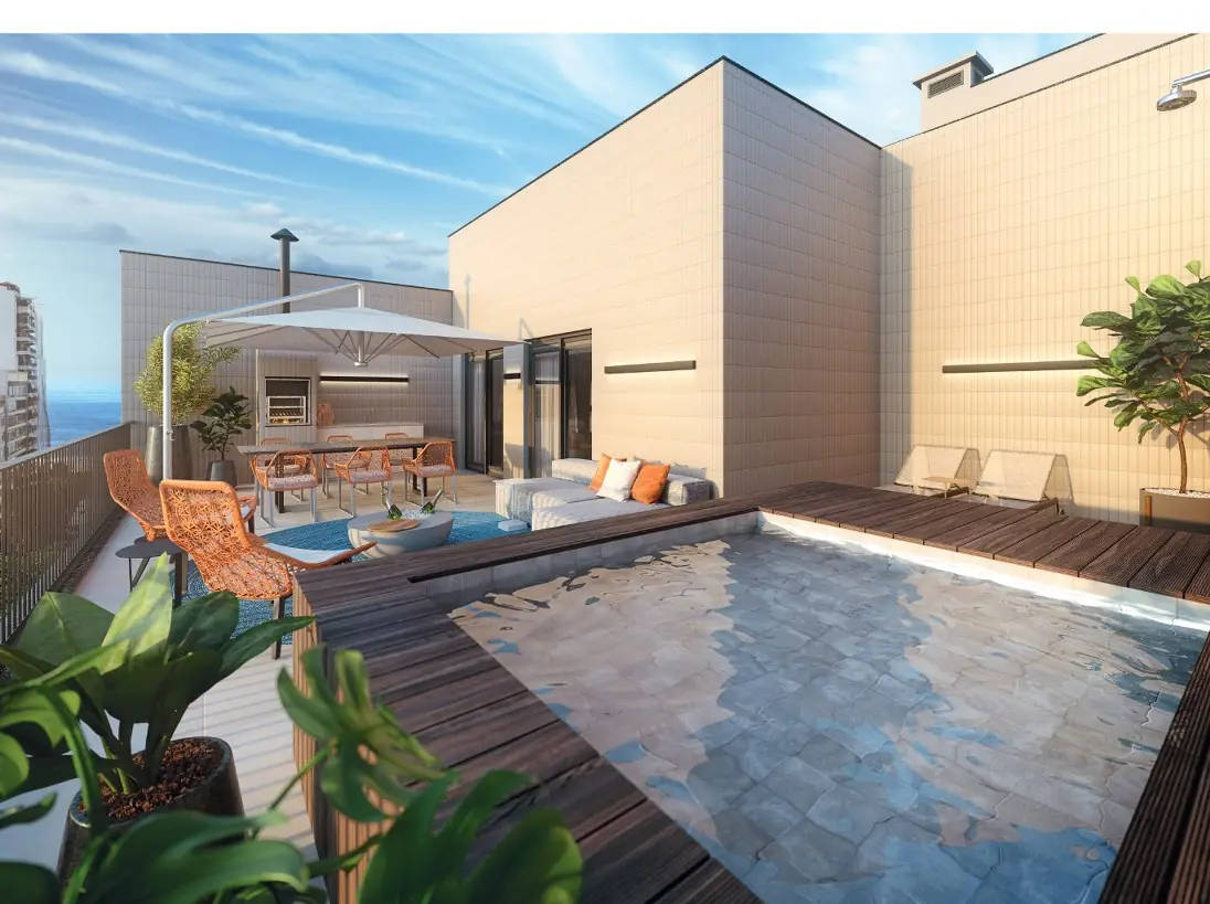 Terraço da cobertura linear do Nook Copacabana