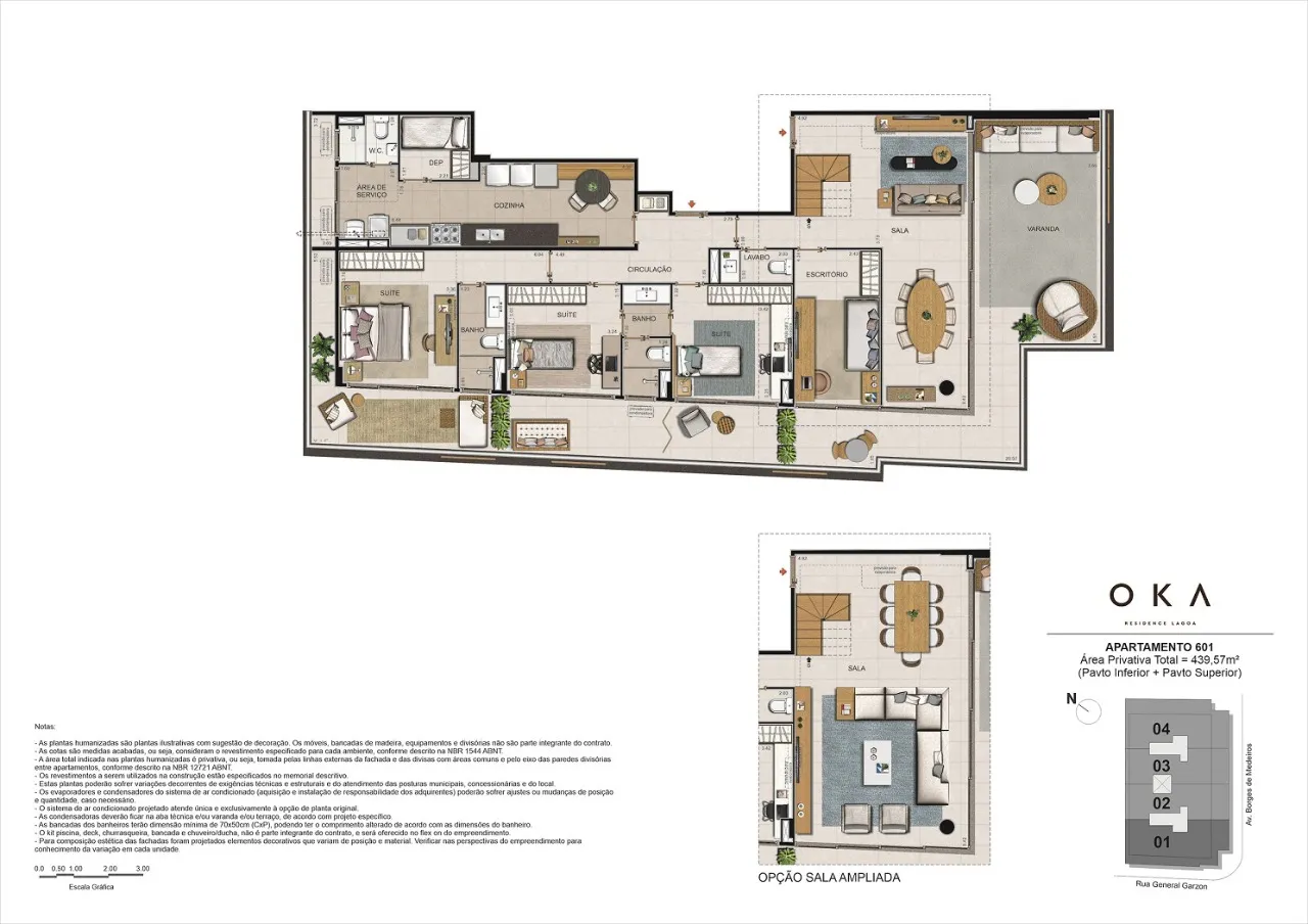 Planta do OKA Residence Lagoa: Planta 3