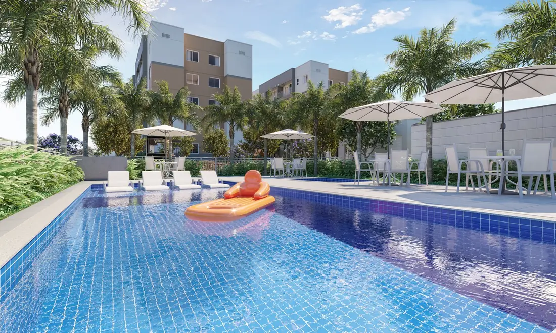 Piscina adulto com deck molhado do Residencial Laranjeiras