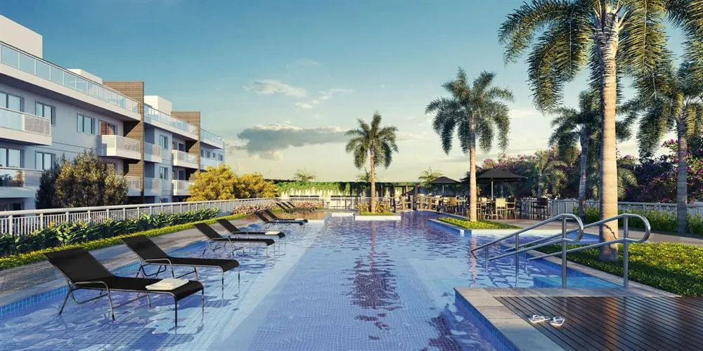 Piscina adulto com deck molhado do Clube Palms