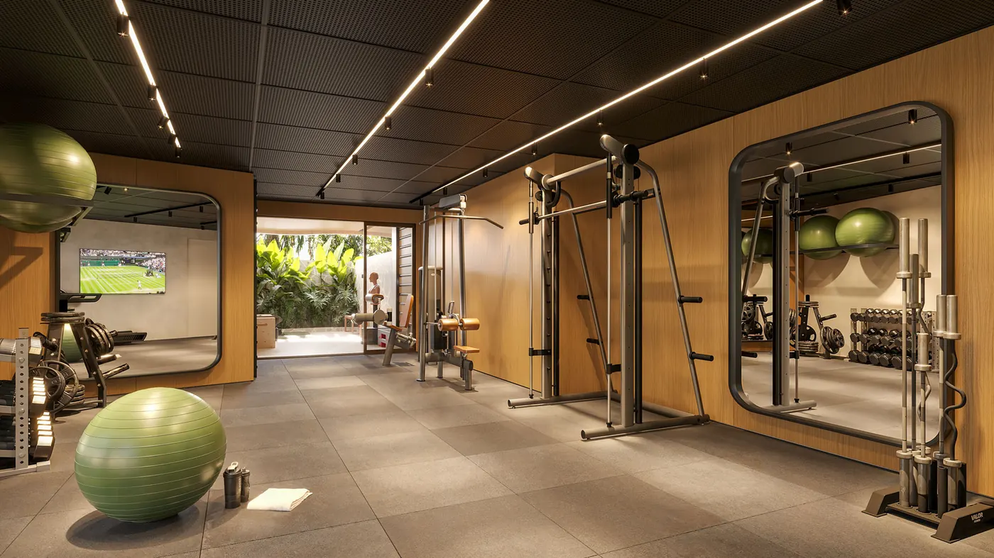 Espaço fitness do Panorama, perspectiva ilustrativa