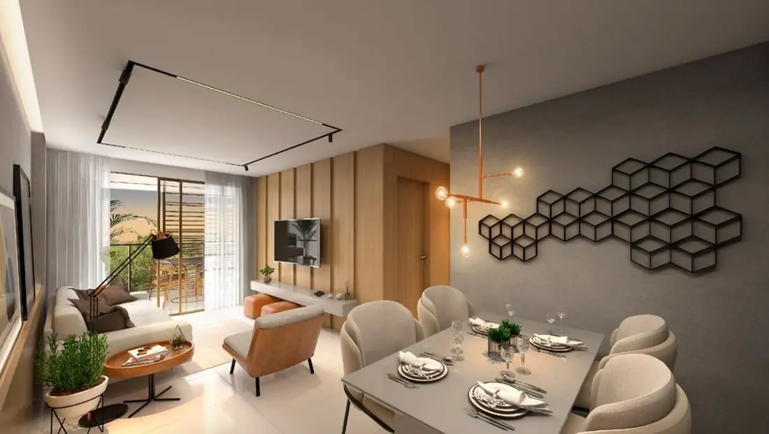 Sala de estar do apartamento decorado do Relier Tijuca