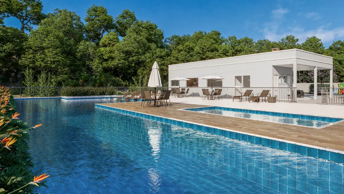 Piscinas adulto e infantil do Residencial Mar de Trindade