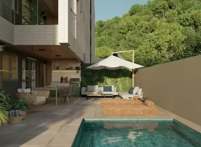 Unidade garden com piscina do Tiê Tijuca