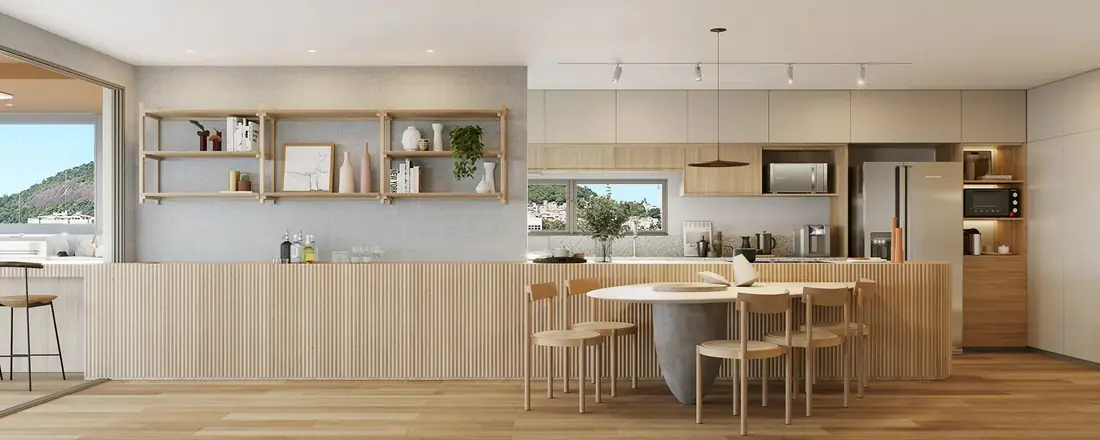 Cozinha do apartamento decorado do Zenture Residencial