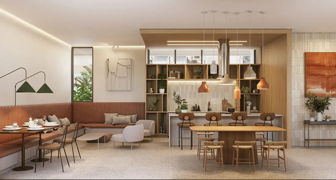 Salão gourmet do Zenture Residencial